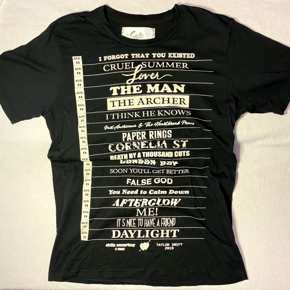 Taylor Swift x Stella McCartney Limited Edition Lover Track-list Black T-Shirt